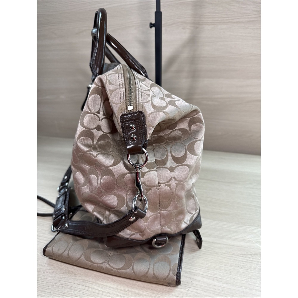Coach Signature Sateen Ashley Satchel Bag with‎ Matching Wallet F15440 Tan Brown - Picture 4 of 15